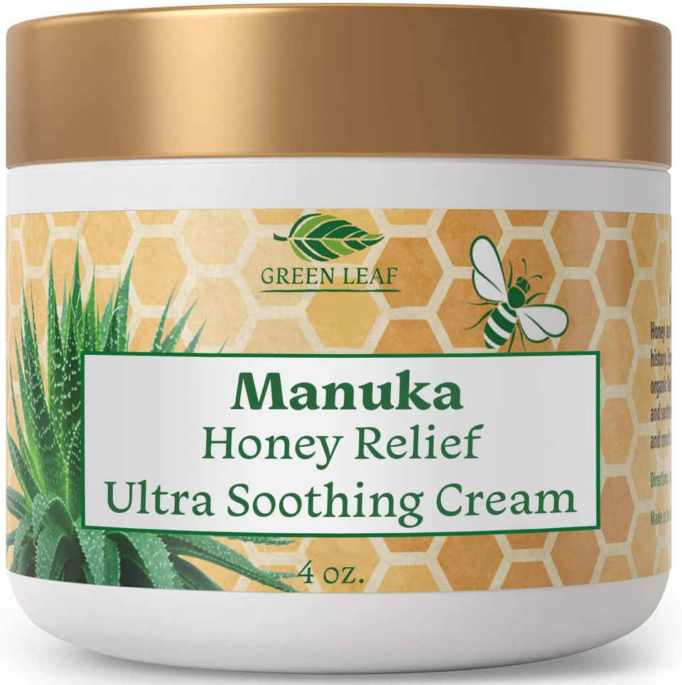 Green Leaf Naturals Manuka Honey Face Cream jar for balanced skin and hydration
