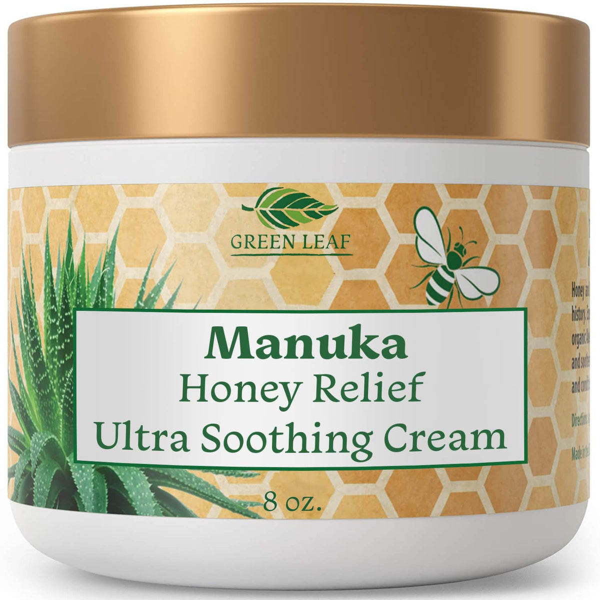 Green Leaf Naturals Manuka Honey Face Cream packaging highlighting all-skin hydration