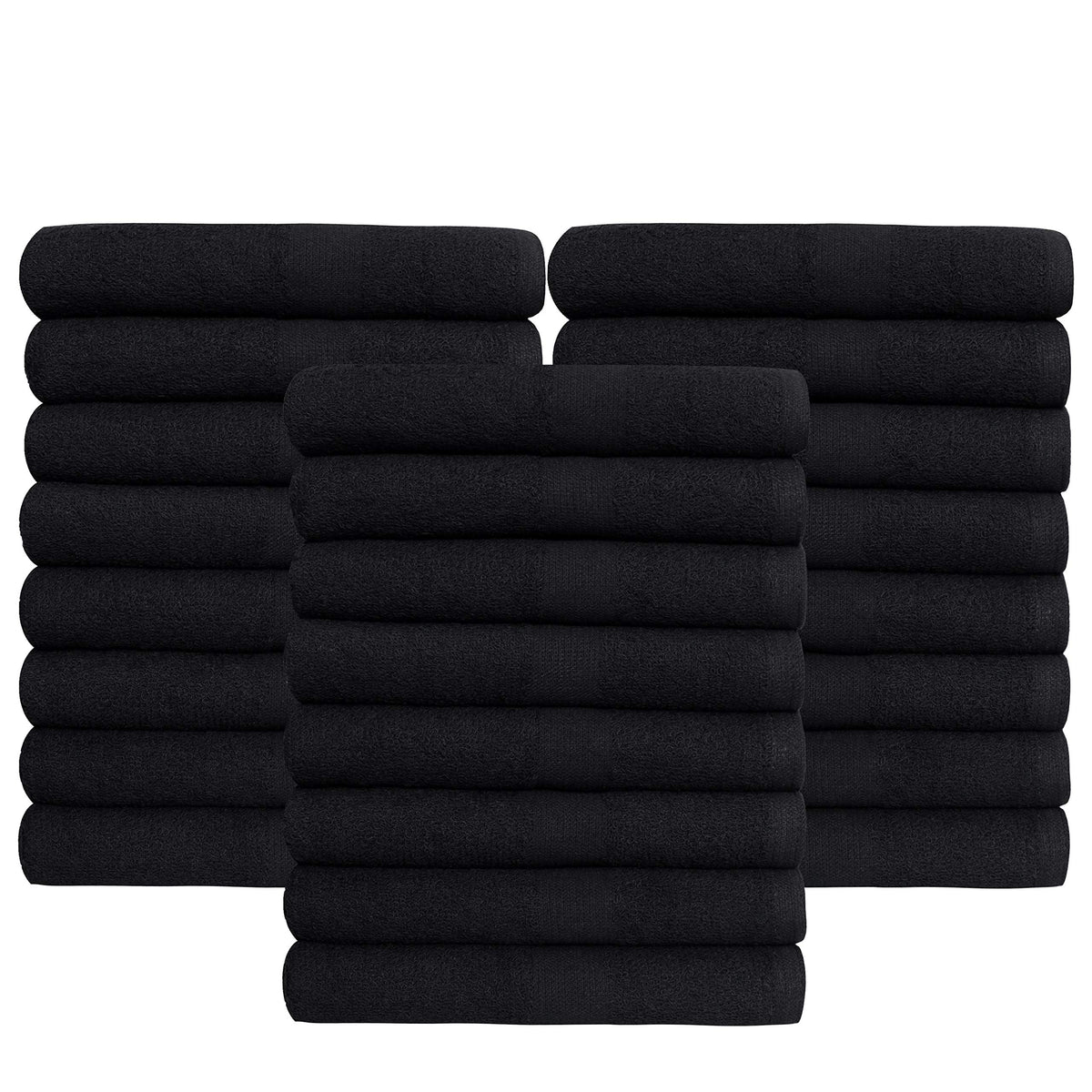 Green Lifestyle black towel used in professional spa or salon setting.