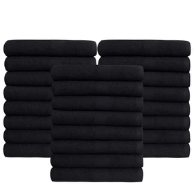 Green Lifestyle black towel used in professional spa or salon setting.