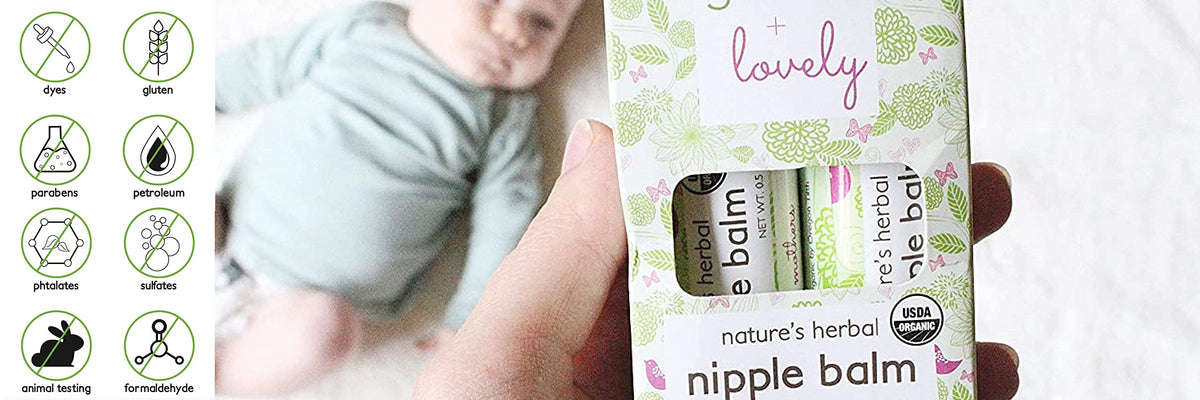USA-made branding on the Green + Lovely nipple balm.