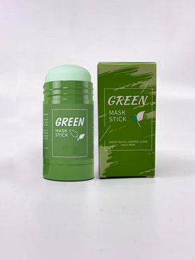 Green Mask Stick applied to T-zone suggests refreshed, balanced skin.