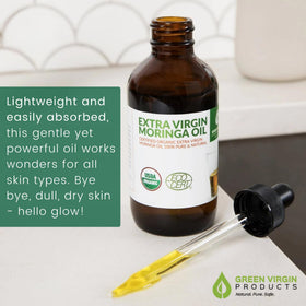 Green Virgin Products Moringa Oil after sun for minor skin comfort.