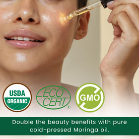 Green Virgin Products Moringa Oil on skin, light absorption and hydration.