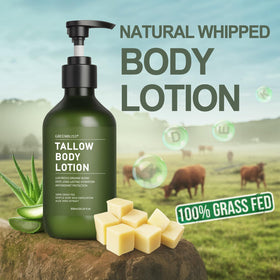 Hands applying GreenBliss body lotion to dry skin areas