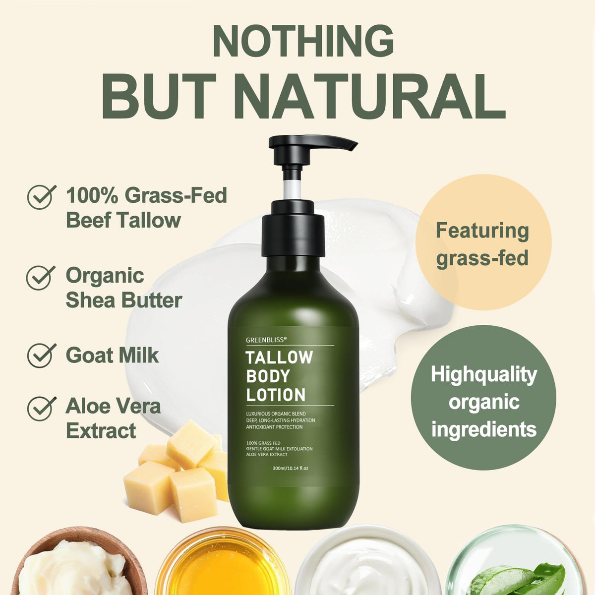 GreenBliss vanilla scented lotion on face and body