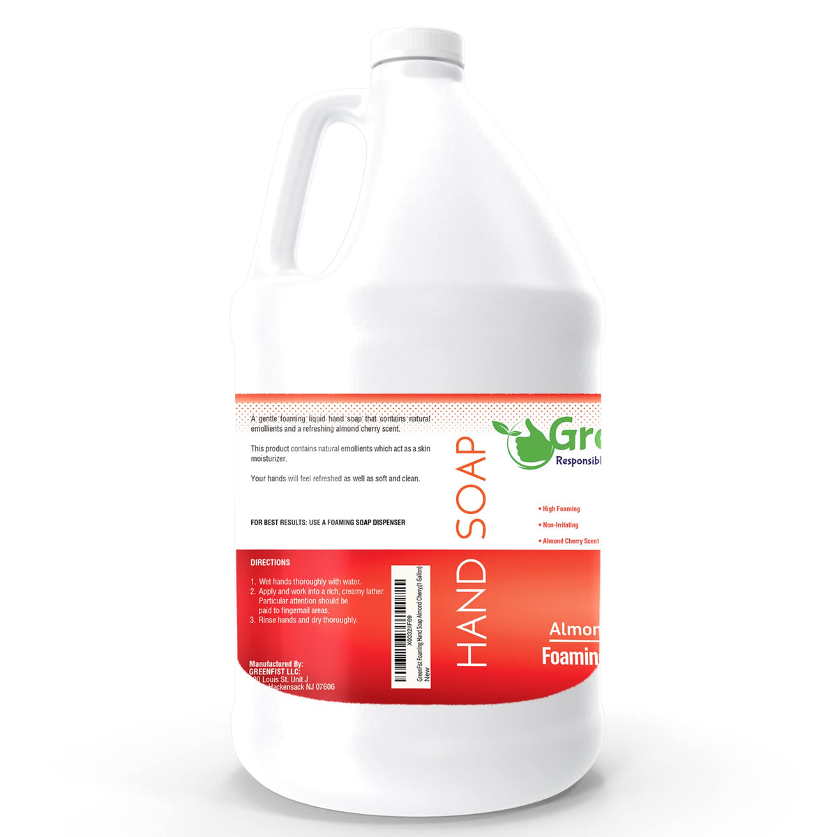 GreenFist foaming hand soap refill 128oz quantity shows generous jug for ongoing use