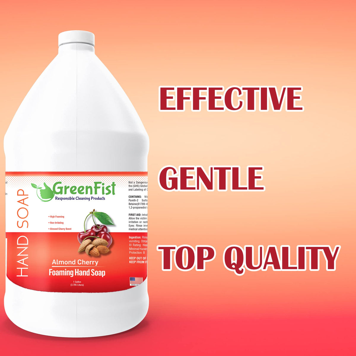GreenFist foaming hand soap refill jug pour demonstrates easy refilling at home