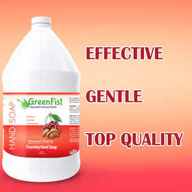 GreenFist foaming hand soap refill jug pour demonstrates easy refilling at home