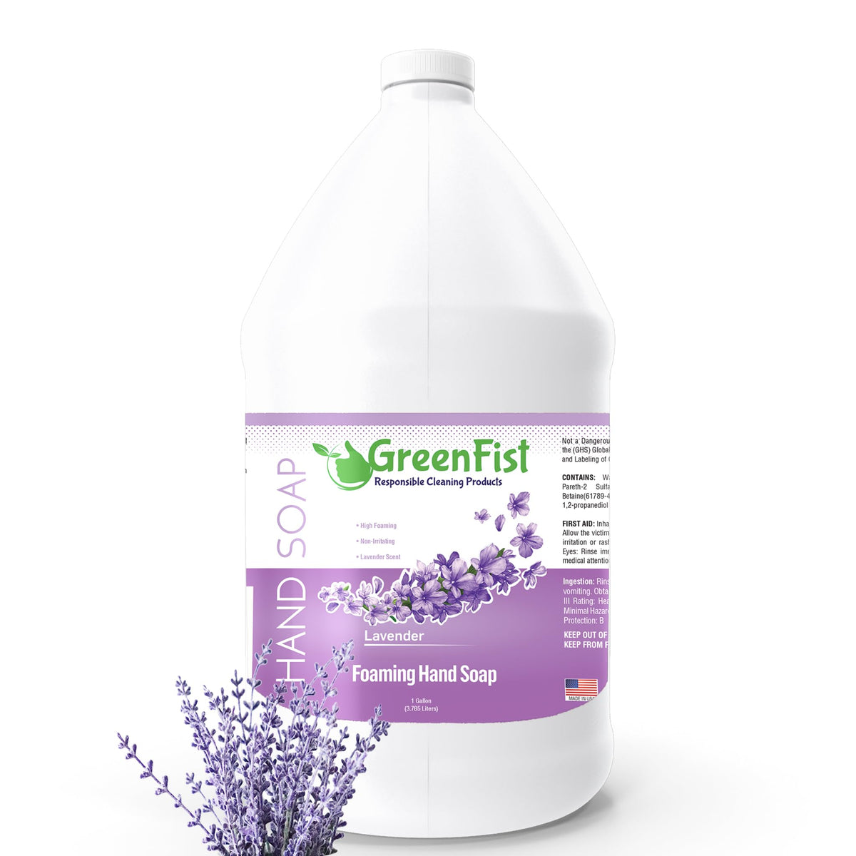 GreenFist lavender refill bottle offering gentle cleansing with moisturizing feel.