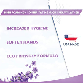 GreenFist lavender foam pour emphasizes easy dispensing and pleasant scent after washing.