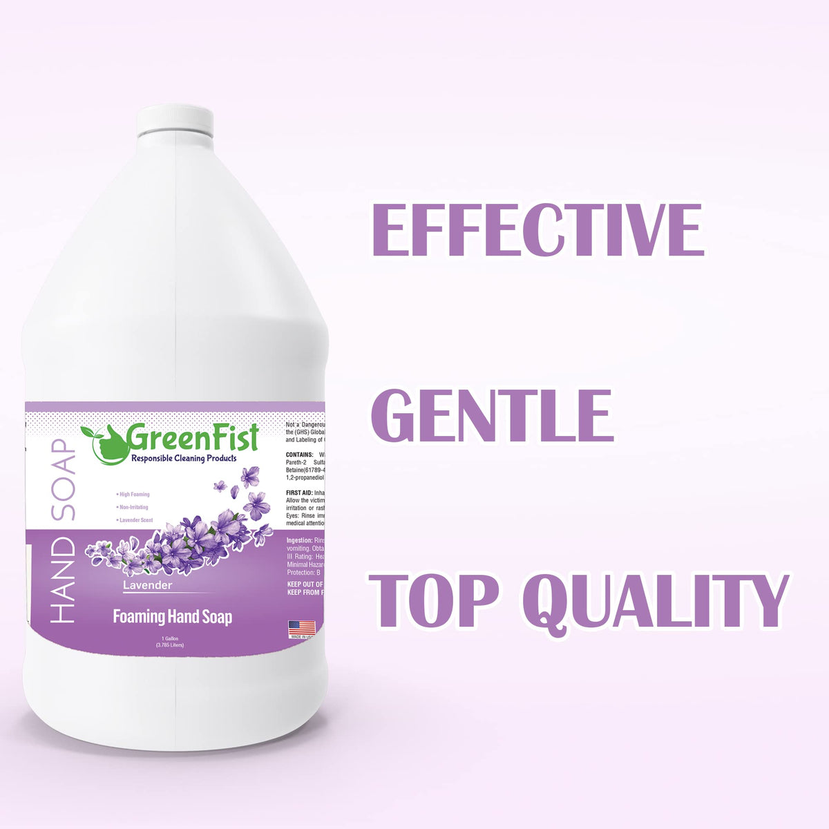 GreenFist lavender foam close-up highlights soothing aroma during hand cleansing.