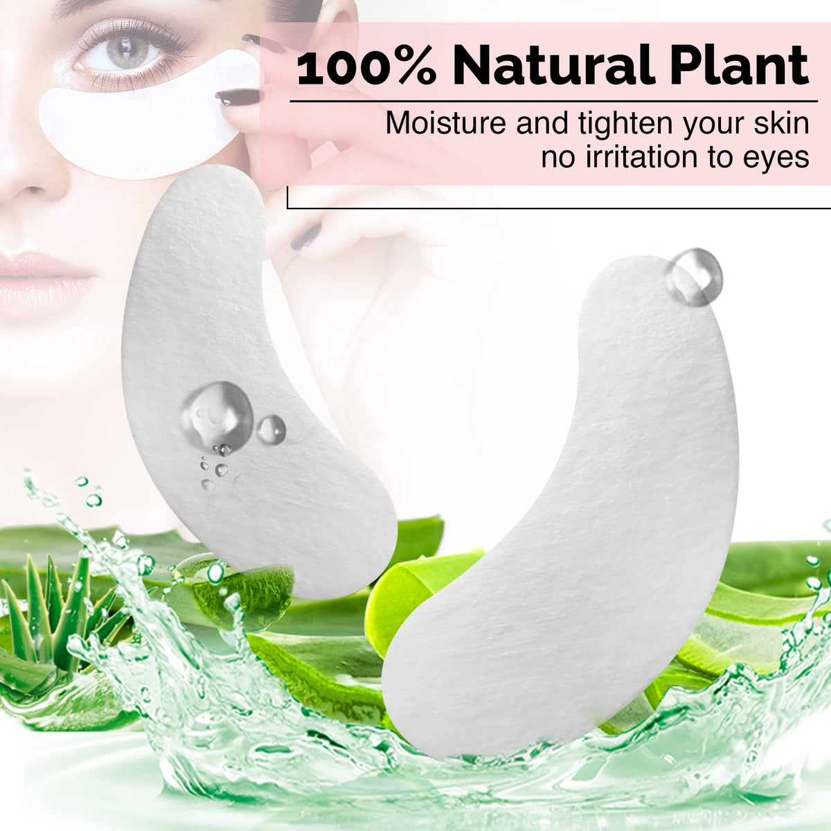 GreenLife collagen Aloe Vera hydrogel eye patches hydrate during lash procedures.