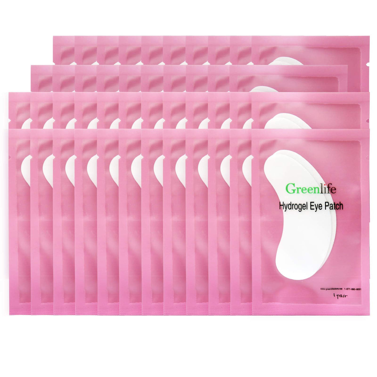 GreenLife eye pads under-eye hydrogel patch for lash extensions, comfortable and non-irritating.