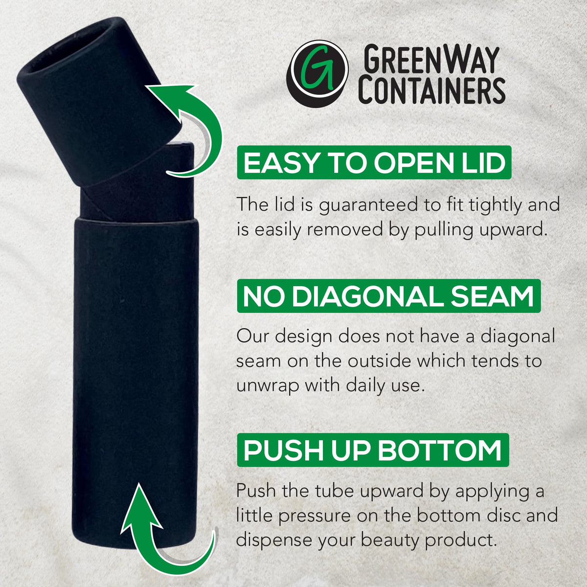 GreenWay push-up bottom mechanism for mess-free use