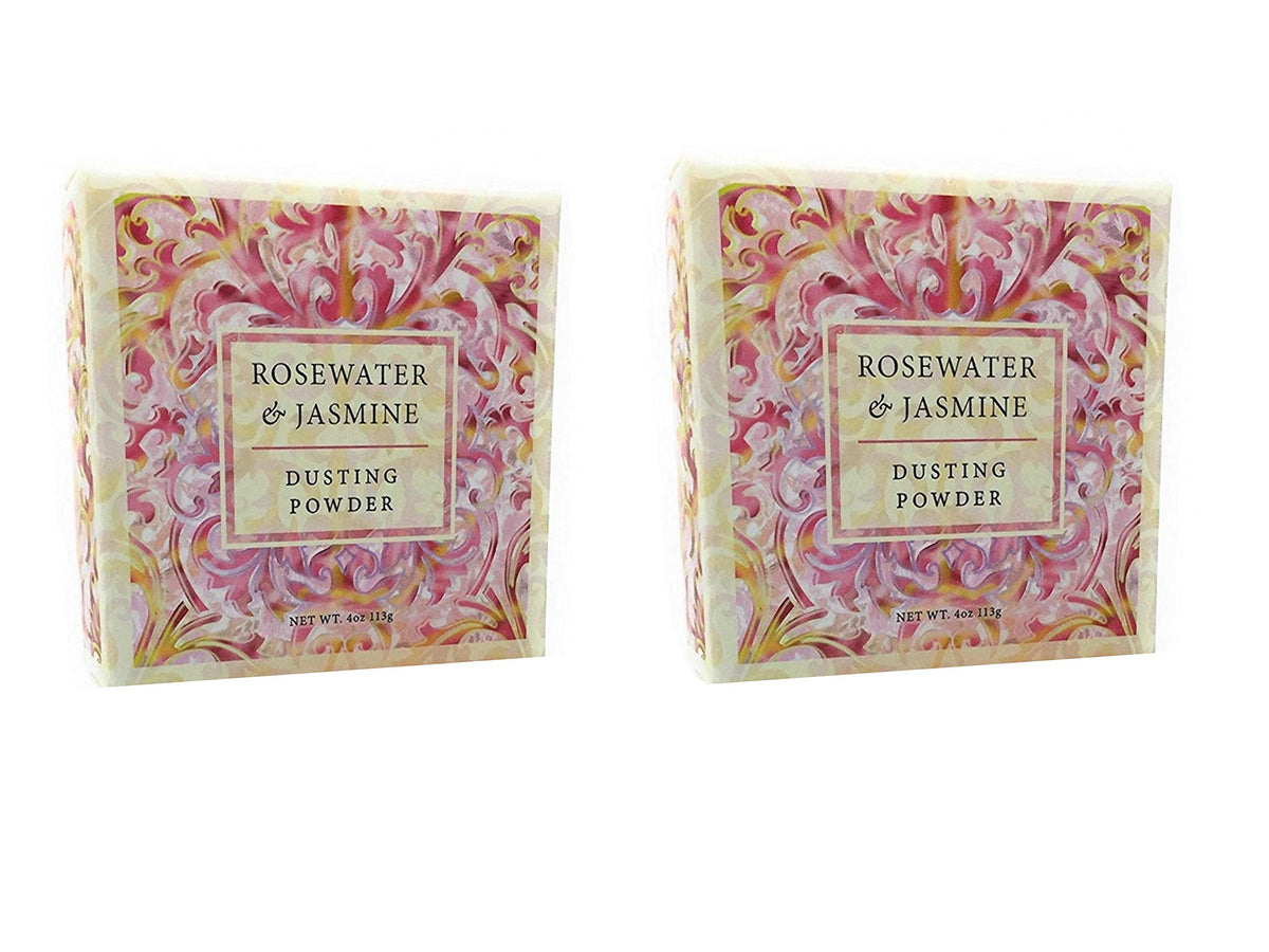 Greenwich Bay dusting powder with rosewater jasmine in a 2-pack for fresh after-bath softness
