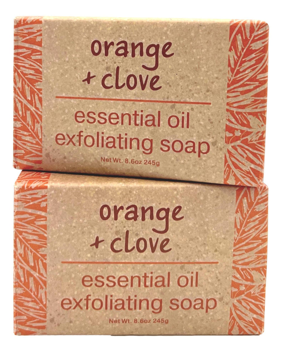Greenwich Bay Orange and Clove exfoliating bath bar showing citrus zest for a refreshing cleanse
