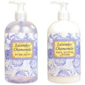 Greenwich Bay Trading hand soap bottle with lavender chamomile scent for gentle cleansing.