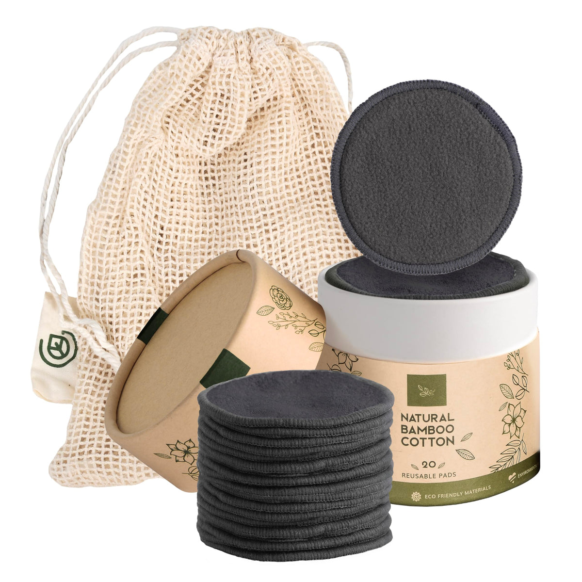 Greenzla dark charcoal pads for gentle makeup removal and skincare.