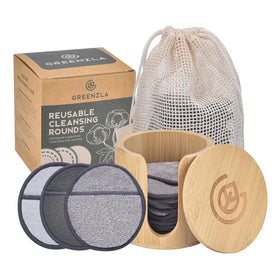 Greenzla reusable makeup remover pads set in packaging for sustainable daily cleansing.