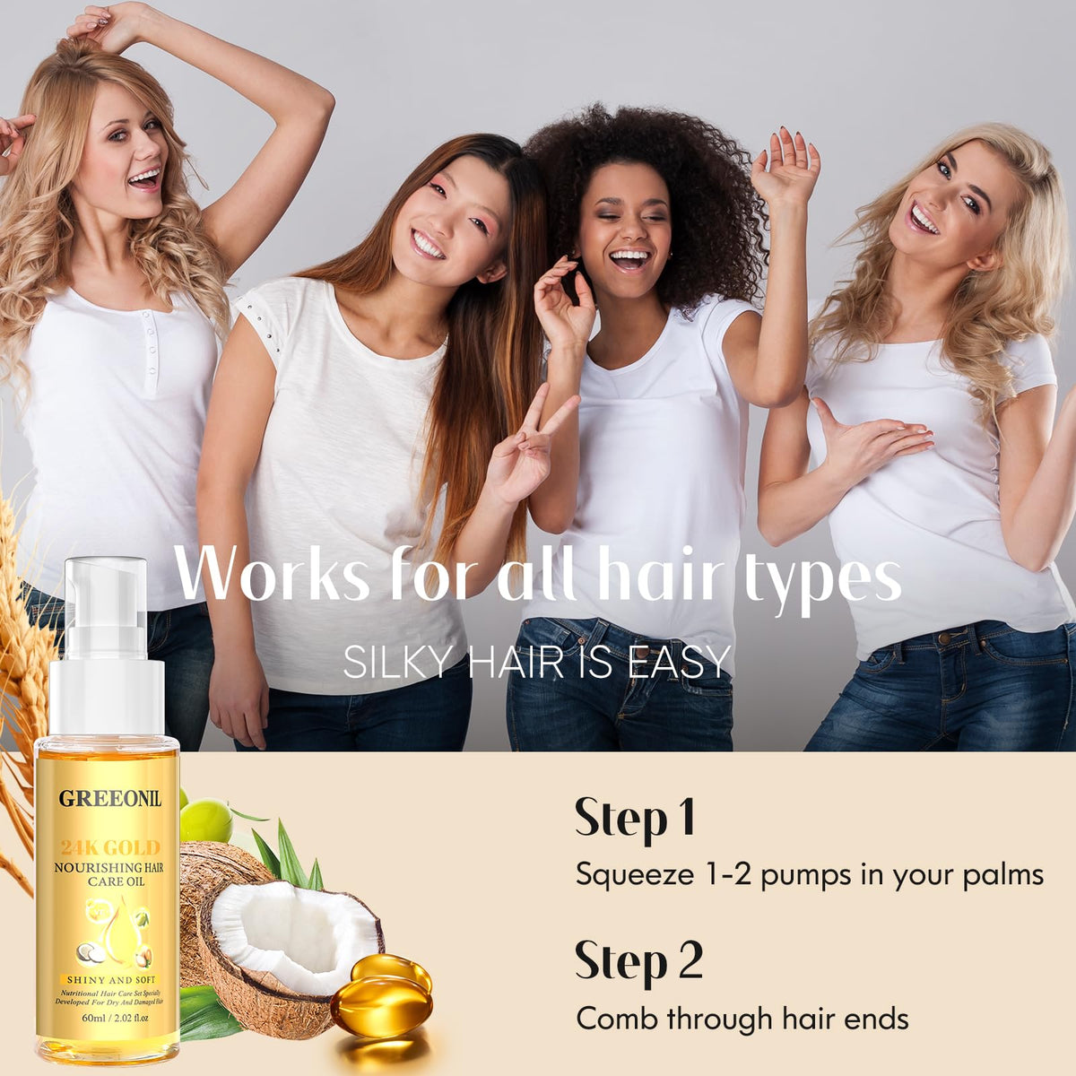 GREEONIL Hair Oil 2-pack for home and travel