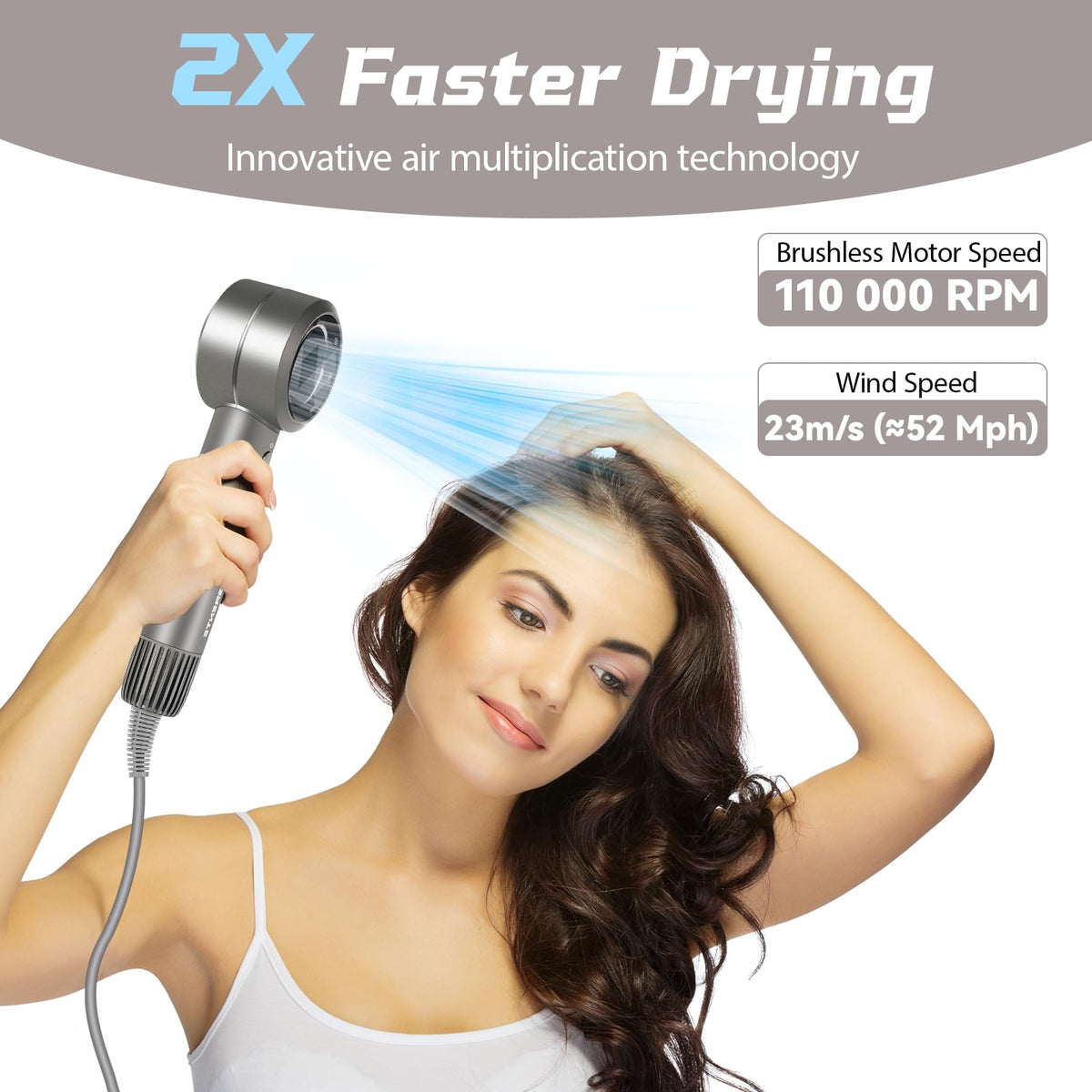 Grente dryer with ionic technology demonstrating frizz control