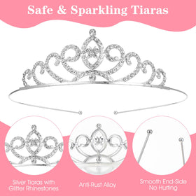 Grevosea silver tiaras for bridal looks with sparkling rhinestones.