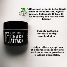 Travel-size Greyfeather Crack Attack tube ideal for on-the-go care.
