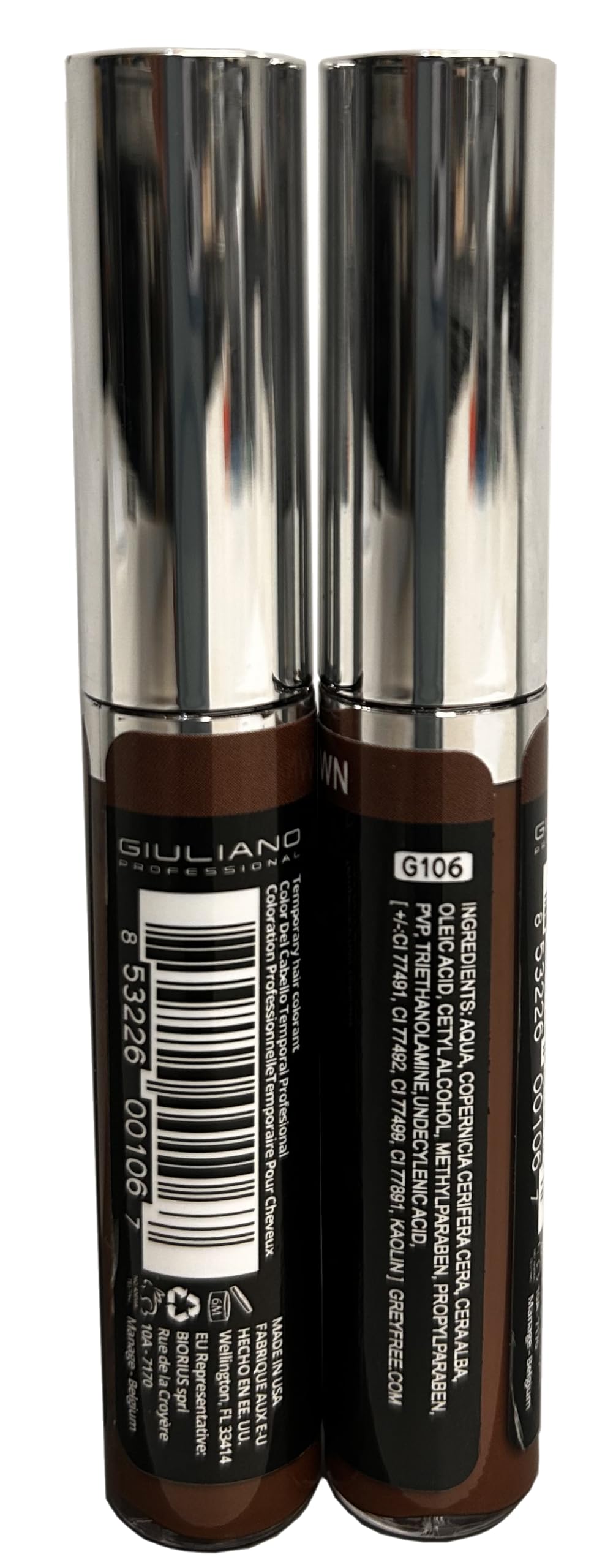 Greyfree medium brown 2-pack offering versatile temporary color for multiple uses.