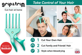 Grip and Trim even-trims-with-clippers helps achieve consistent results.