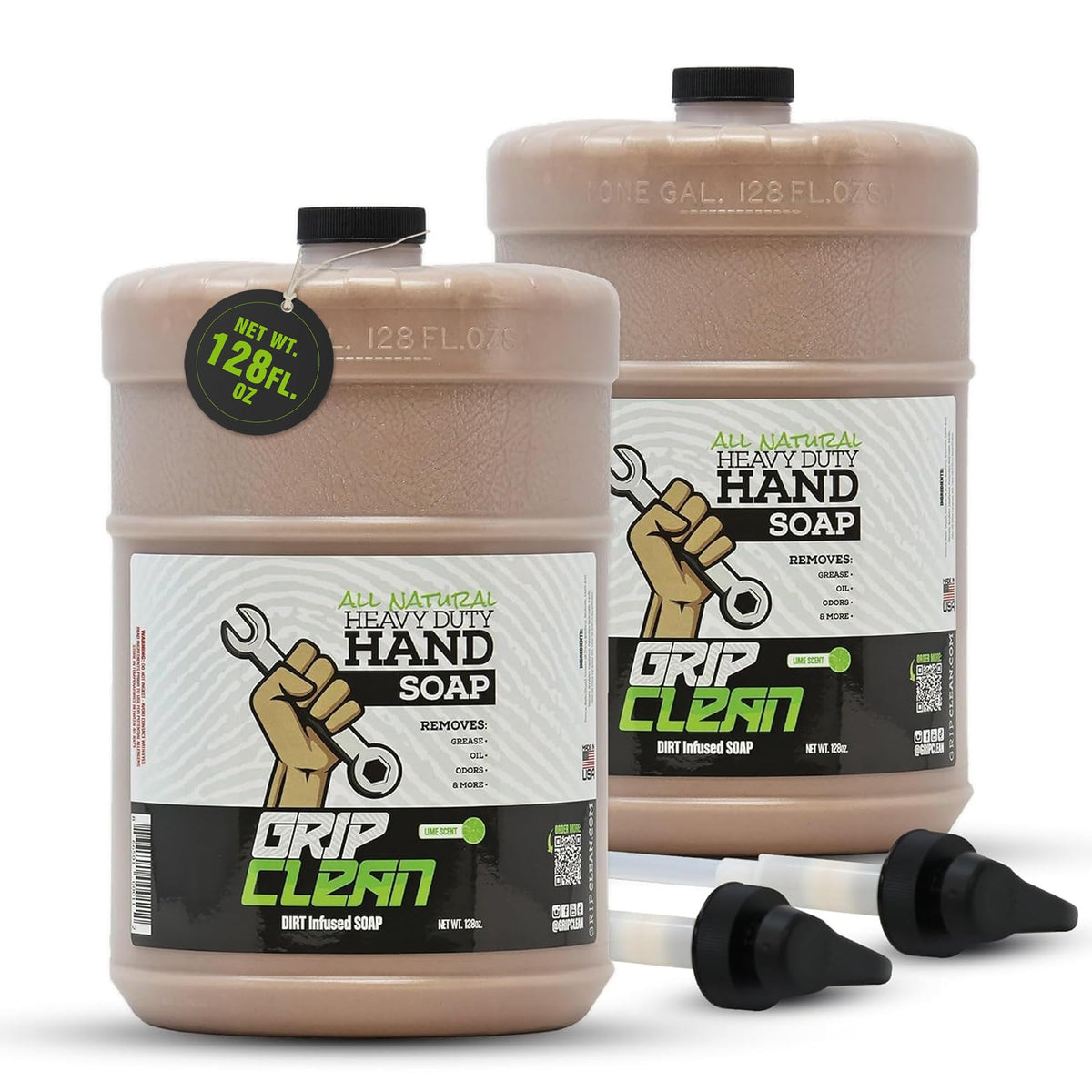 Grip Clean 2gal bottle front view for rugged workshop hand cleaning.