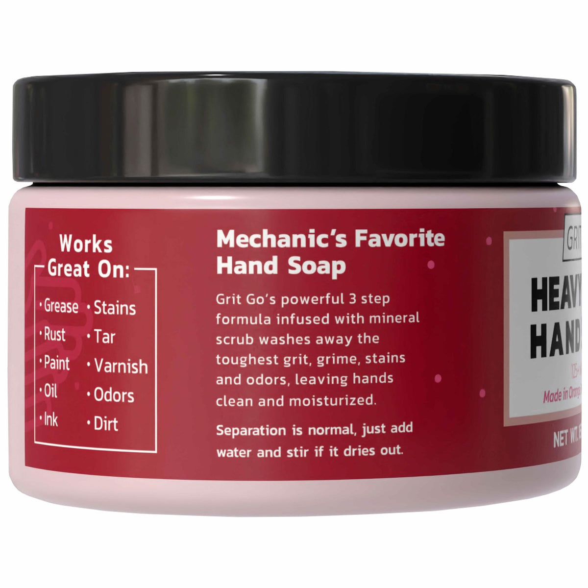 Grit Go apply and rinse action demonstrates quick, effective hand cleaning.