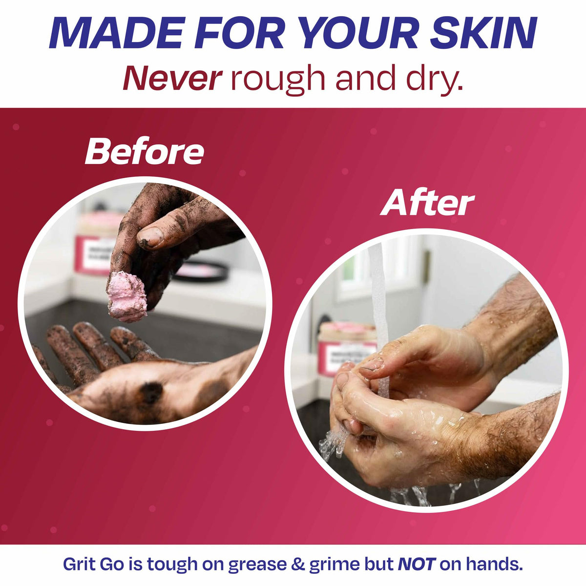 Grit Go micro-scrubbers lift dirt while moisturizing the skin.