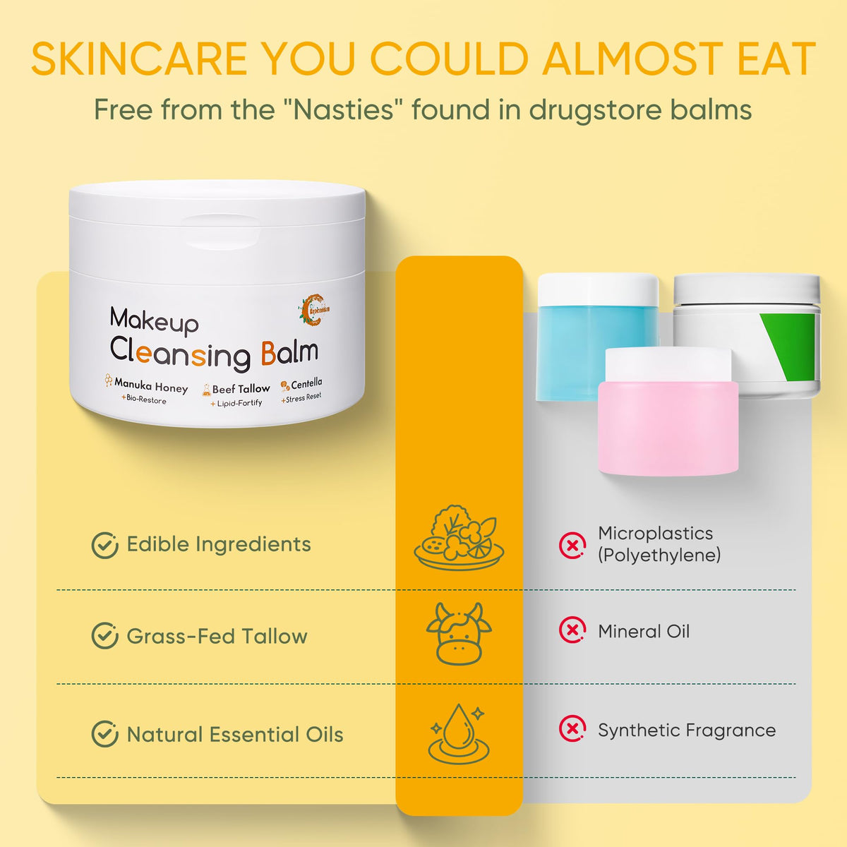 Grocerism Cleansing Balm includes a spatula for clean, mess-free application.