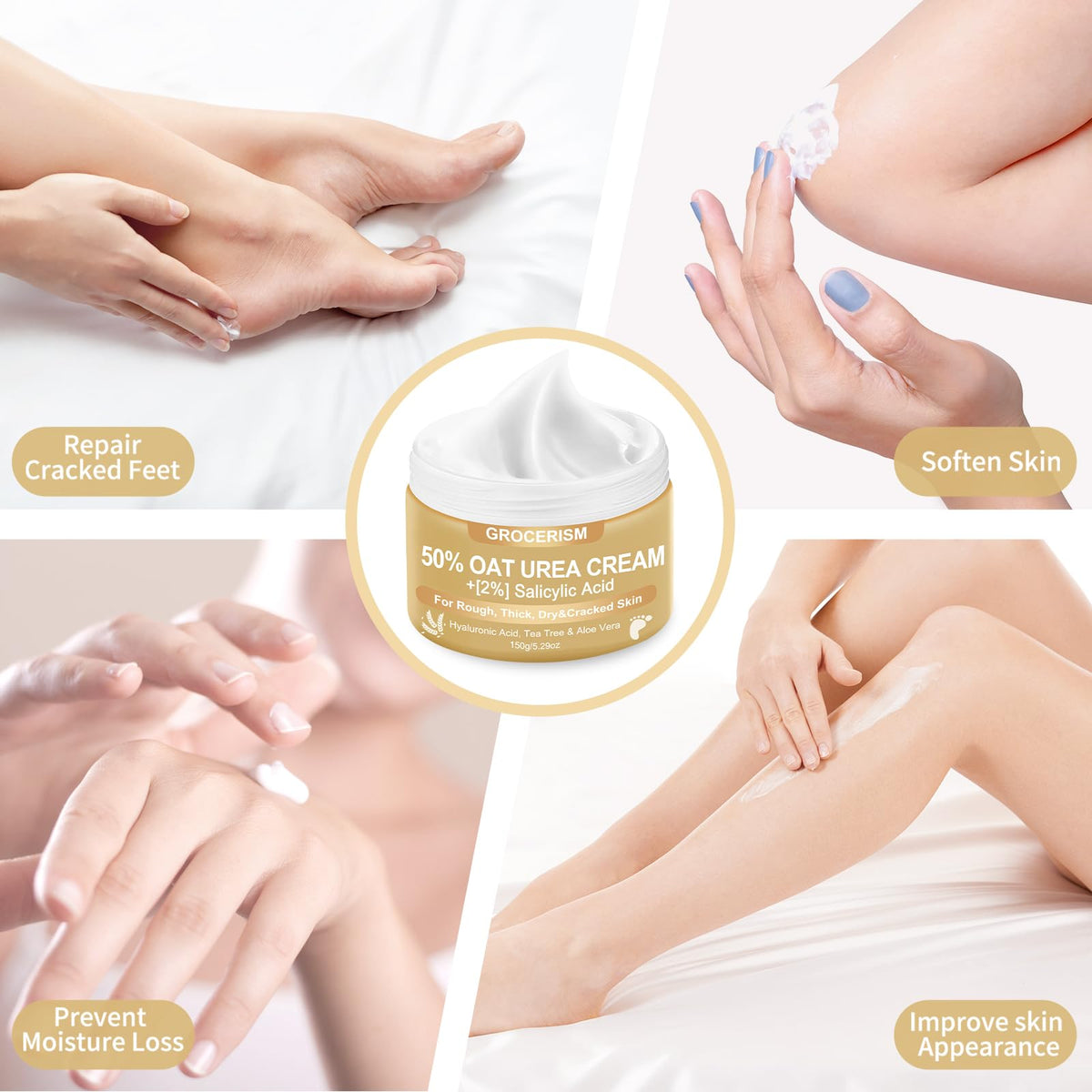 Grocerism foot and hand care use for daily skin maintenance.