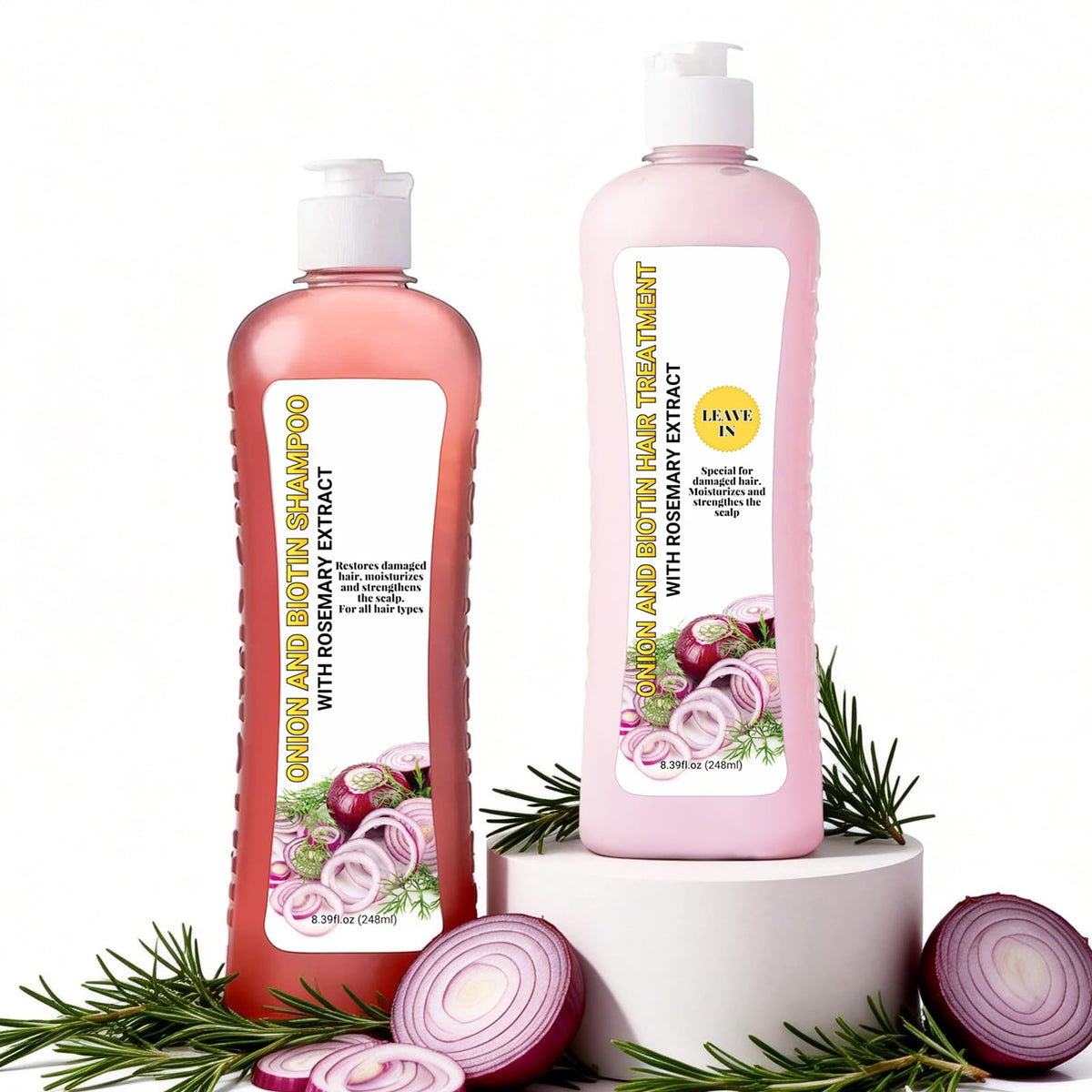 GROEI Onion Biotin Rosemary Shampoo bottle signaling stronger roots and fresh scent