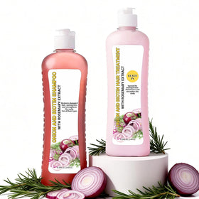 GROEI Onion Biotin Rosemary Shampoo bottle signaling stronger roots and fresh scent