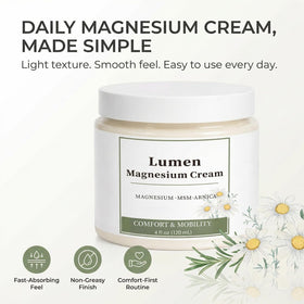 GROHESE Lumen Relief cream texture being spread smoothly for quick daily comfort.