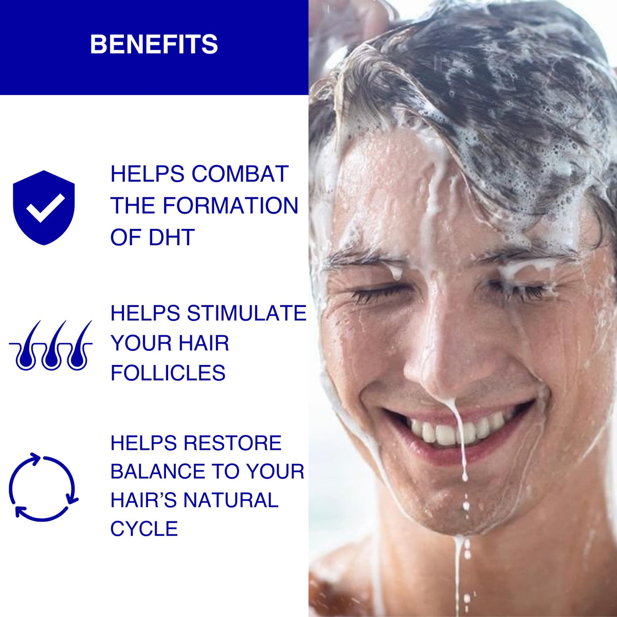 GroMD Biotin Shampoo close-up highlights caffeine and argan oil ingredients