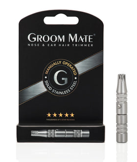 Groom Mate Platinum XL close-up of the stainless steel blade for gentle trimming.