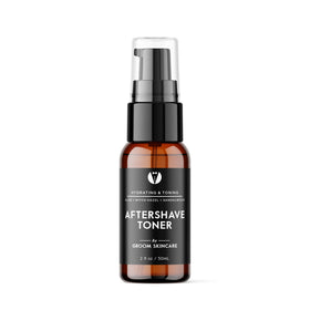 Groom Skincare GROOM After Shave Toner bottle closeup showing refreshed skin benefit