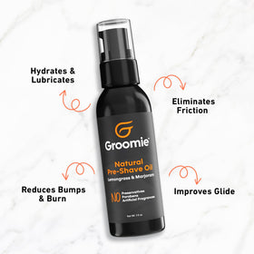 Groomie bald head shaving setup showing oil glide.