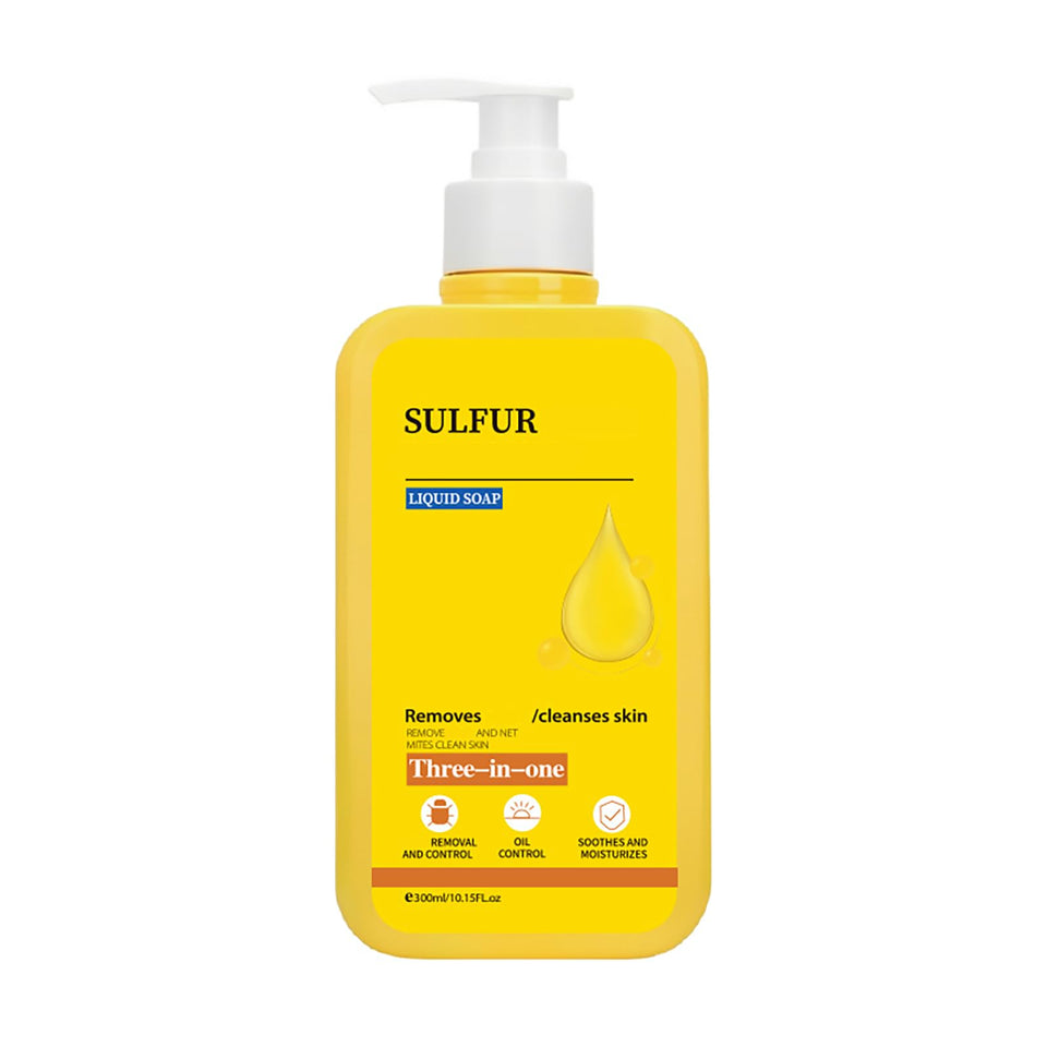 Grospe Sulfur Body Wash bottle pour provides a purifying daily cleanse.