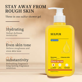 Grospe Sulfur Body Wash pump-dispense allows easy, even application.