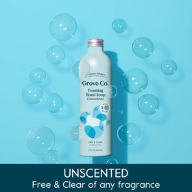 Grove Co. Free & Clear unscented refill designed for gentle cleansing.