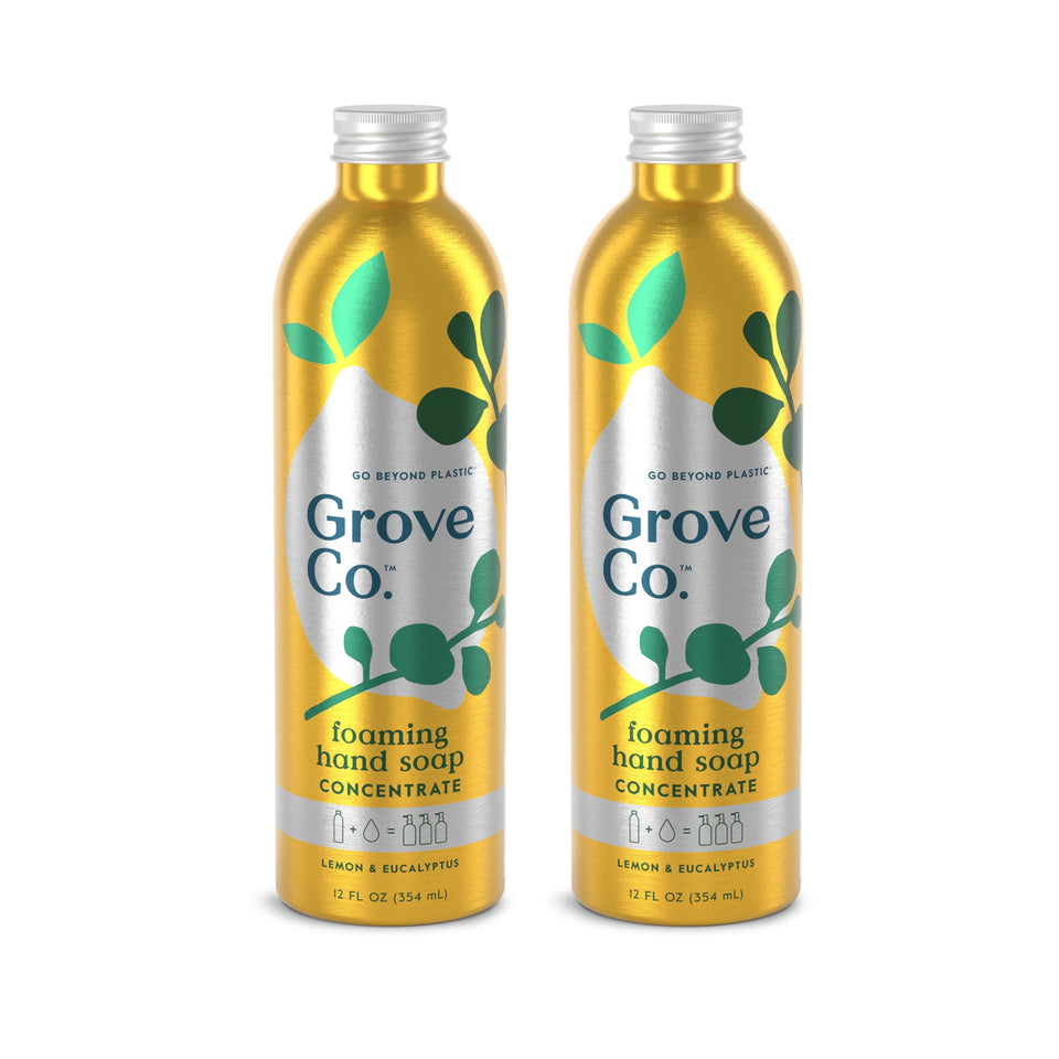 Grove Co hydrating foaming hand soap refill with lemon eucalyptus keeps hands soft.