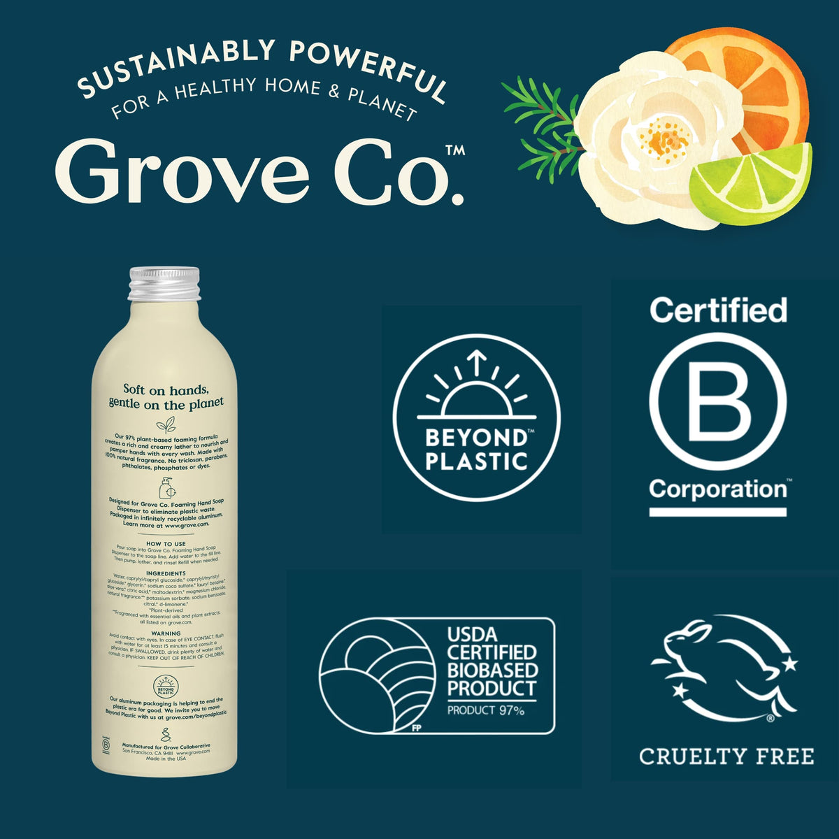 Recyclable kraft paper box packaging for Grove Co refills.