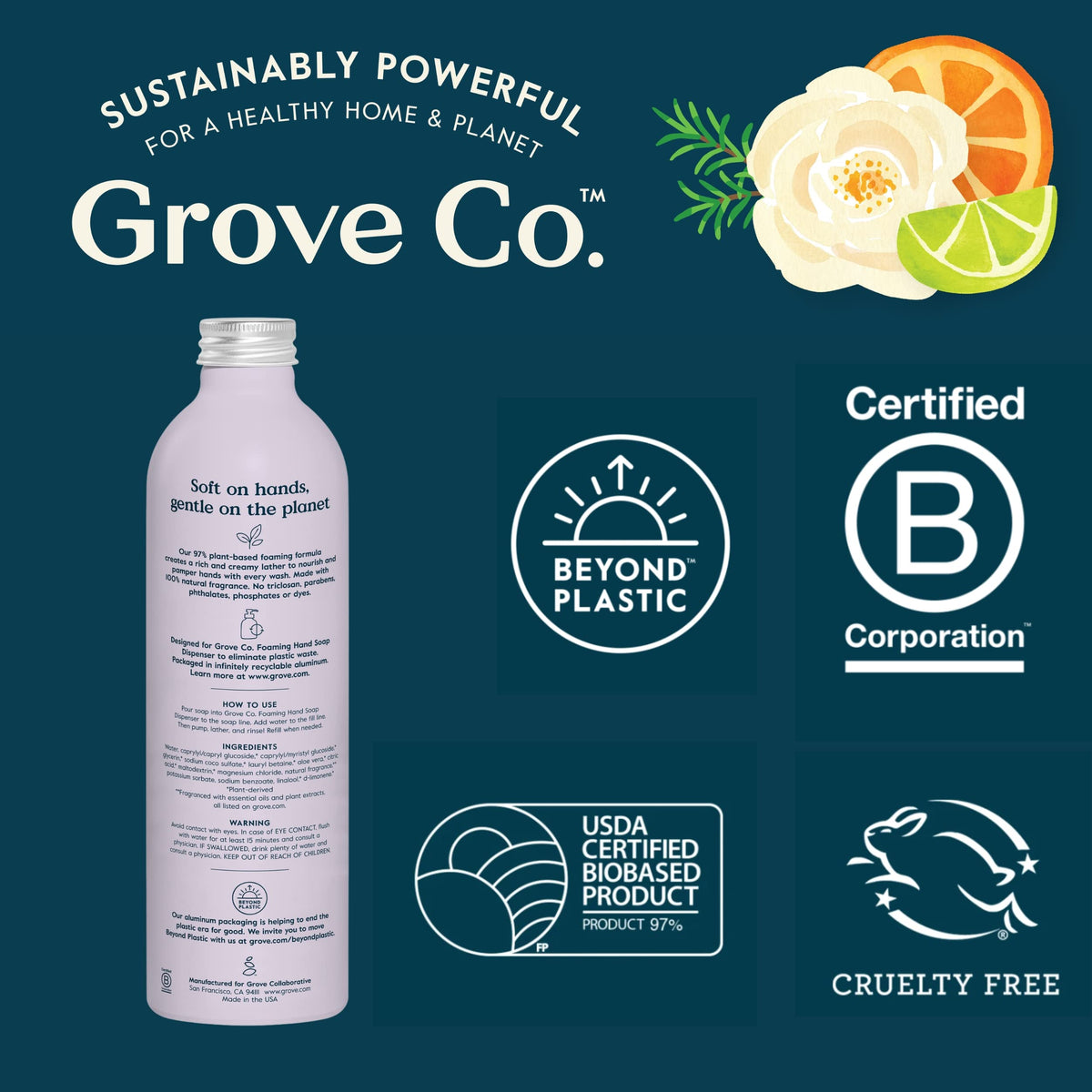 Grove Co cruelty-free badge confirms ethical, plant-based ingredients.