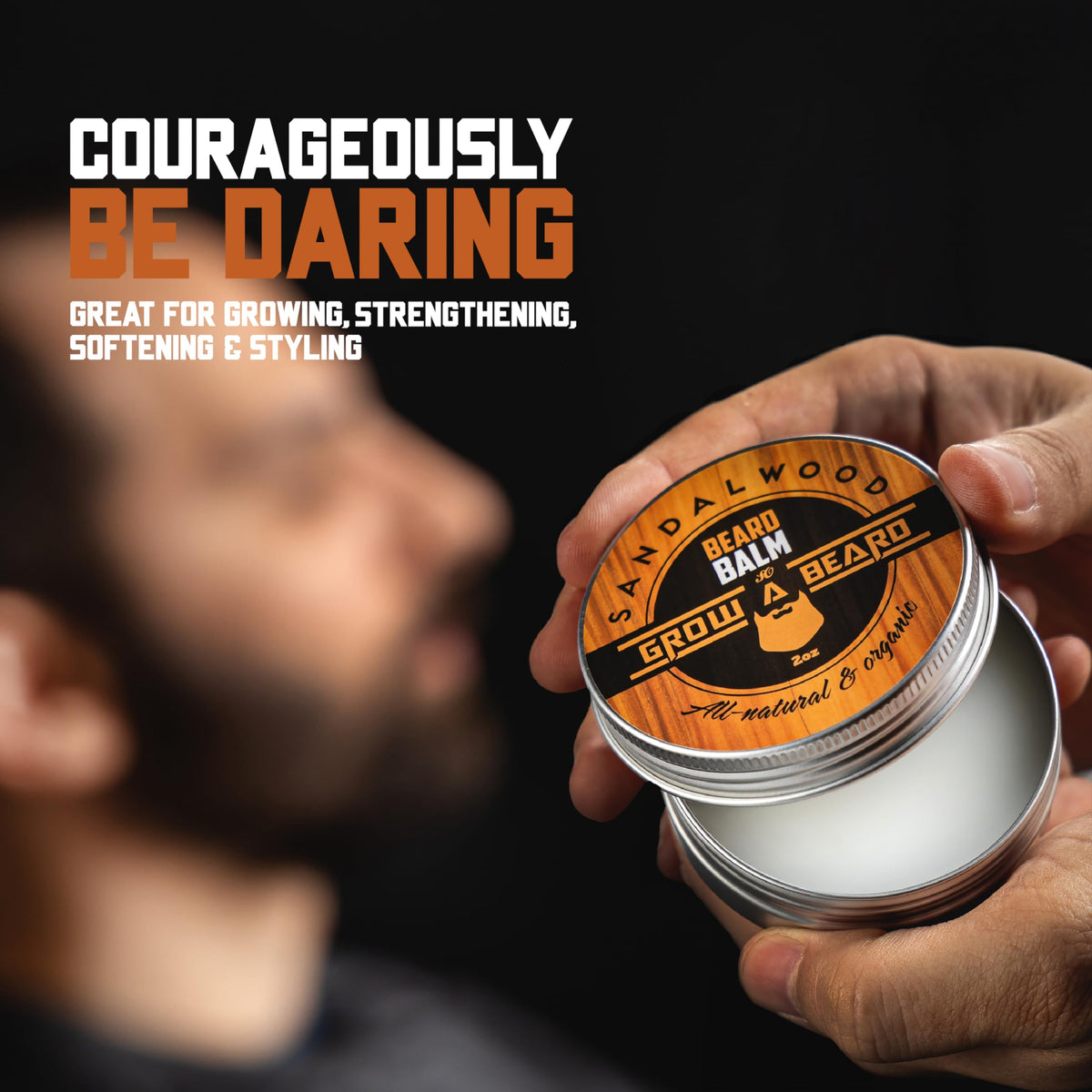 Smoothed Grow Alpha Beard Balm swatch showing easy manageability and soft, touchable feel.