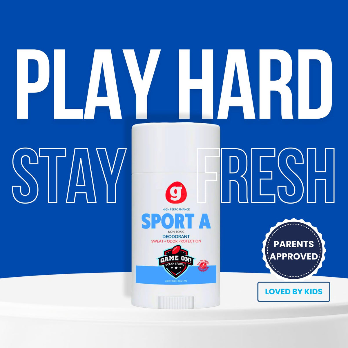 GrowingBasics SPORT A Deodorant provides 24-hour odor protection for busy days.